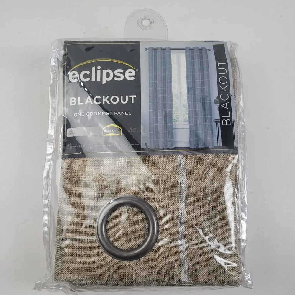 NEW Eclipse Peconic jute blackout Grommet curtains ''Peconic Jute' 37x95 #CT14